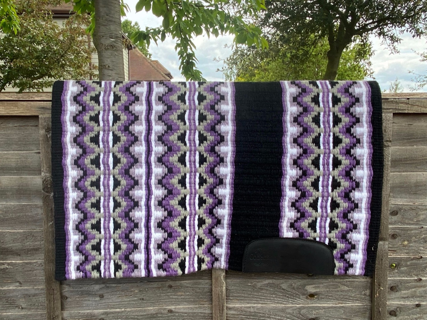 For Sale: Unique Purple, White, Lilac, and Black Collection 33 Design Saddle Blanket 
