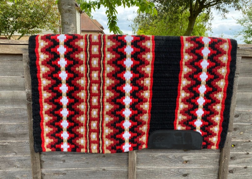 For Sale: Unique Red, White, Gold, and Black Collection 33 Design Saddle Blanket 