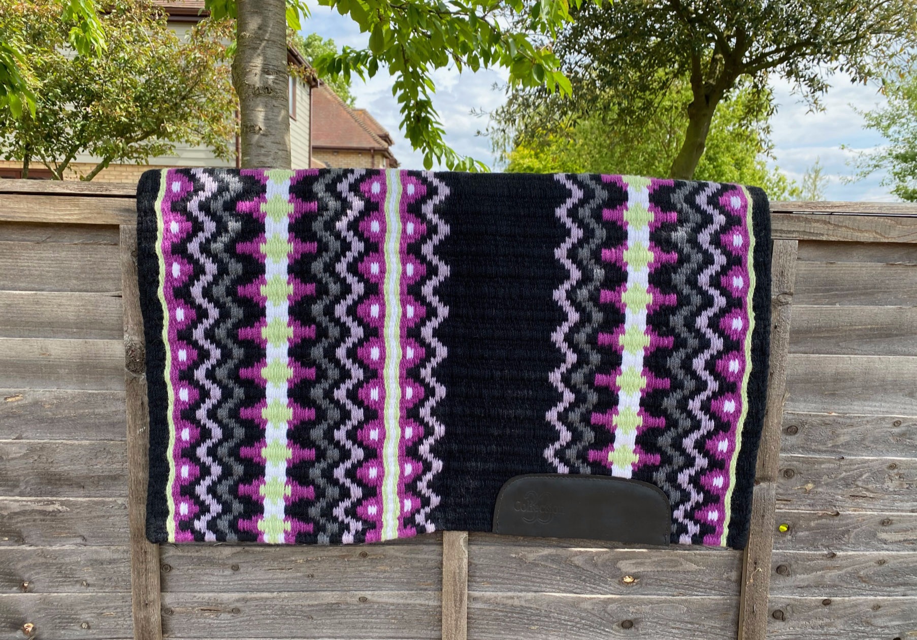For Sale: Unique Purple, Pistachio, Grey, and Black Collection 33 Design Saddle Blanket 