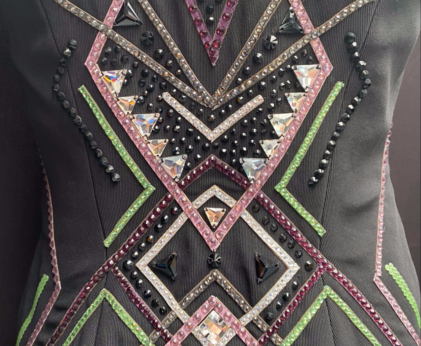 For Sale: Collection 33 Berry Crush Riding Vest detailed with silver, pistachio and purple leathers and crystals 