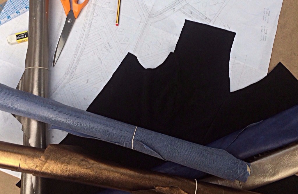 Close up of a custom Riding Vest during the design process 